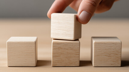 Stacking wooden cubes for message or word display