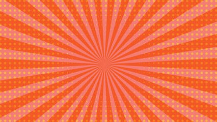Abstract lighter orange or pink/coral color for the alternate rays and the comic-style or pop art background with sun turquoise ray.