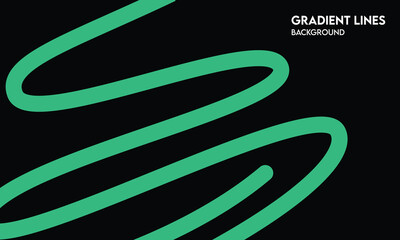 Green Gradient Line – Abstract Flowing Curve on Black Background