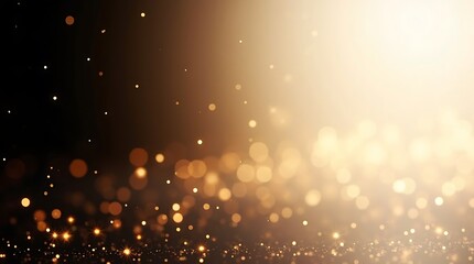 Golden bokeh abstract background with glitter and sparkling light effect