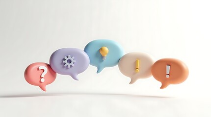 Colorful speech bubbles with symbols