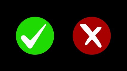 Green circle with white checkmark and red circle with white cross image
