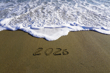 Beach and surf. The inscription 