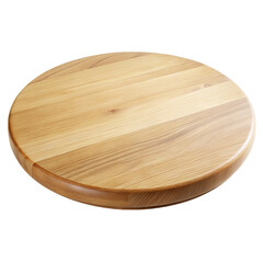 Round wooden cutting board butcher block pizza serving tray cheese board kitchen accessory on transparent background