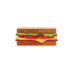 BLT Sandwich, clean 2D vector flat illustration in minimal and modern style on a white background.