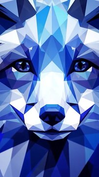 Geometric Blue Fox Portrait - Abstract, Modern, Digital Art.