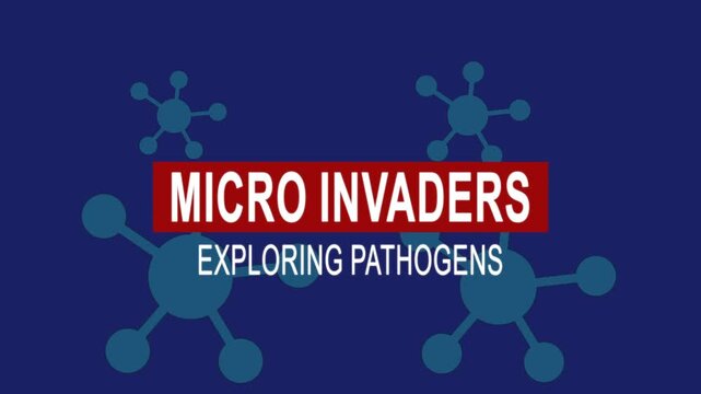 Micro invaders exploring pathogens. Medical news alert headline virus animation background. Health concept.