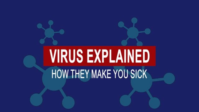 Virus explained how they make you sick. Medical news alert headline virus animation background. Health concept.