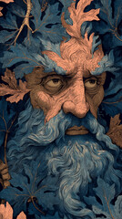 ancient greek gods blended with surreal botanical elements background 