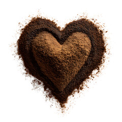 Heart shape made of coffee grounds
