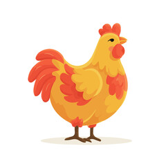 2D minimalist flat vector of a Chicken, contemporary clean design isolated on white.