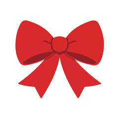2D minimalist flat vector of a Christmas Bow, contemporary clean design isolated on white.