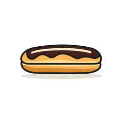 Modern flat 2D vector illustration of a Eclair, minimal design style on a white background.