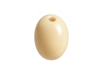 Single beige plastic bead with hole for crafting