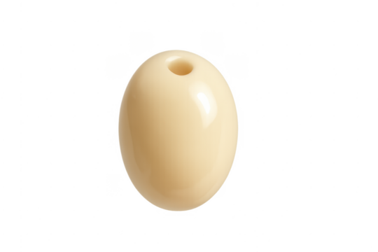 Single beige plastic bead with hole for crafting