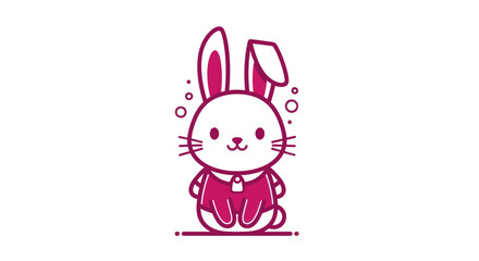Cartoon bunny illustration in purple and white on a clean white background