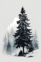 Cold morning mist forest high resolution picture