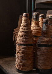 Ancient Twine Wrapped Bottles, historic Wah Hop Chinese Store, Coloma