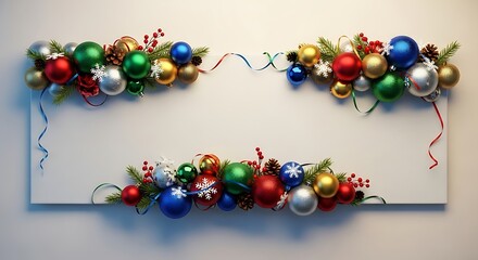 A festive Christmas garland adorns a blank white space, inviting holiday messages and greetings.