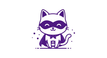 Cartoon cat character in hero costume on white background
