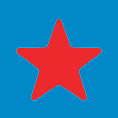 Vibrant red star symbol with light blue border on solid blue