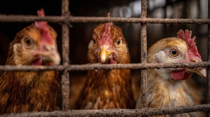 Caged hens on a farm