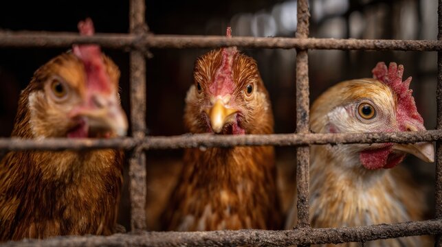 Caged hens on a farm
