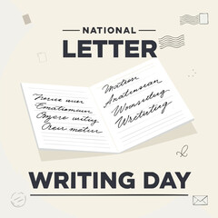 National Letter Writing Day celebration with handwritten notes and vintage design.