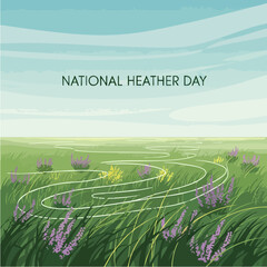 National Heather Day Illustration with Field and Sky.