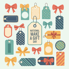 Colorful Gift Tags and Bows for National Make A Gift Day.