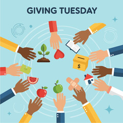 Giving Tuesday - Hands Offering Help and Donations.