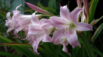 Pale pink bell shaped Crinum flower