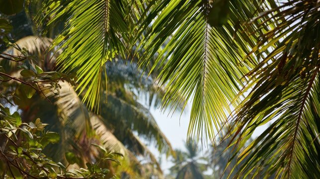 Palm fronds Palolem Beach Goa India