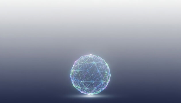 Abstract digital sphere visualizing global data connections, artificial intelligence. Futuristic wireframe network concept for technological innovation and advanced communication systems