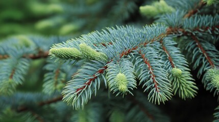 Naklejka premium Abies concolor Violacea is a type of White fir featuring long soft silvery needles that fade to pale