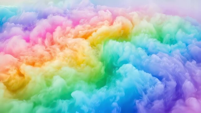 Immerse yourself in this stunning video showcasing vibrant, swirling clouds of color. The enchanting rainbow hues blend seamlessly, creating a whimsical and dreamy atmosphere.