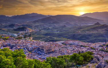 Panoramic view of Jaen with its cathedral.