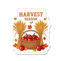 Autumn Harvest Season with Apples and Wheat