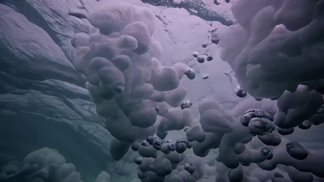This captivating video explores the underwater world as mesmerizing bubbles ascend towards the surface. The interplay of light and water creates a dreamlike ambiance, inviting viewers to experience tr