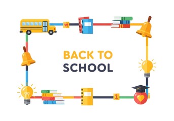 Back to School Educational Frame with Learning Symbols