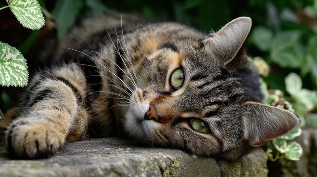 calm garden cat