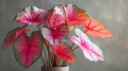 Obraz premium Caladium an ornamental indoor plant with broad vibrant foliage for enhancing room decor