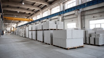 Manufacturing aerated concrete blocks AAC blocks and fly ash bricks involves curing cut blocks in an autoclave