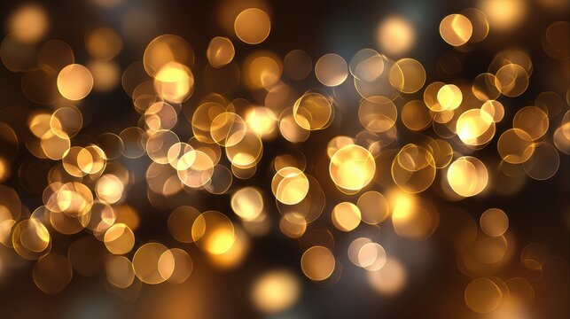 Abstract bokeh backdrop with glowing golden lights and blurred circular designs for festive occasions