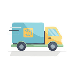 Fototapeta premium Fast delivery truck with a box ready for transportation of goods and products.