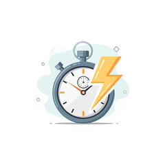 Stopwatch with lightning bolt symbolizes speed and time management.