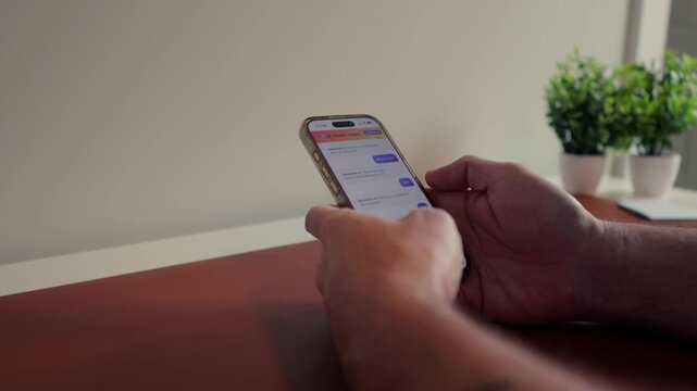 Middle Aged Man Uses Artificial Intelligence Health Coach Bot to Save Money on Health Insurance - AI Health and Wellness Concept