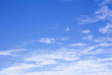Beautiful sky background with picturesque cirrus clouds. Banner size