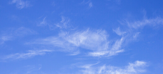 Beautiful sky background with picturesque cirrus clouds. Banner size