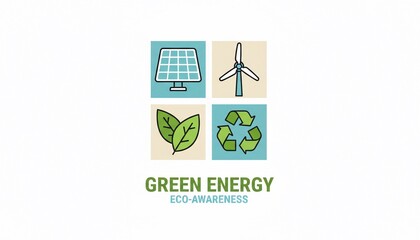 Eco Energy Icons in Grid Layout